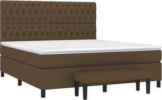 vidaXL Vidaxl - Cama Box Spring Con Colch&oacute;n Tela Marr&oacute;n Oscuro 180x200 Cm