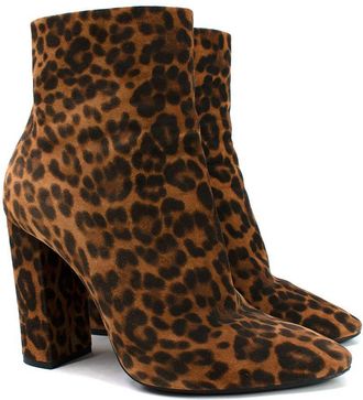 Saint Laurent Lou Leopard Print Ankle Boots Size 41