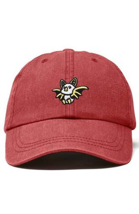 Dalix Honduran Bat Embroidered Dad Hat in Washed Red at Nordstrom