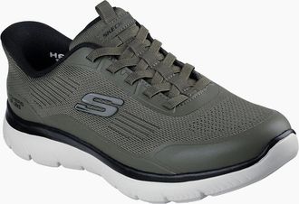 Skechers Mens Skechers Summits Leyter Textile Mens Olive/Black Trainers - Green - Size: 11
