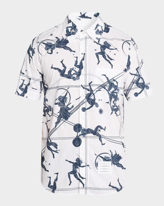 Thom Browne Mens Straight Fit Constellation Short-Sleeve Shirt