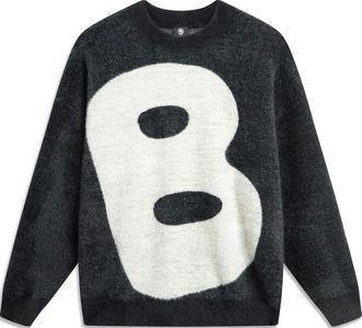 Li-Ning BadFive Big B Logo Knit Sweater Black White AMBT147-3