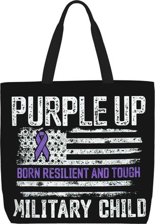 Generic Women Handbag Purple Up Military Kids Military Child Month Ladies Shopping Shoulder Bag Large Capacity Waterproof Shopping Bags, For Wedding, Holiday,
