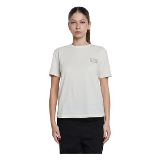 Pinko T-Shirts, female, White, L, T-shirt con logo ricamato