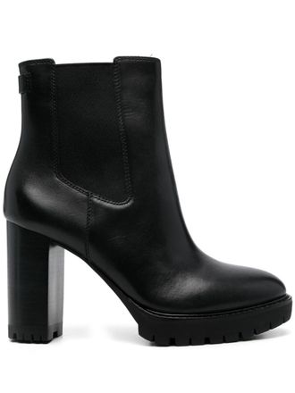 Lauren Ralph Lauren 75mm Layne boots - women - Calf Leather/Rubber/Fabric/Polyurethane/Elastane - 9.5 - Black
