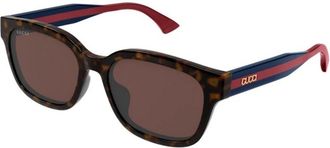 Gucci Zonnebril met vierkant montuur en lage neusbrug - unisex - Accessoires - Bruin - Maat: 56 MM