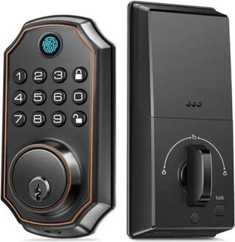 OEM Cerradura Inteligente Inal&aacute;mbrica Con Lector De Huellas Dactilares Y C&oacute;digo Pin, Bloqueo Autom&aacute;tico Y Llave F&iacute;sica Incluida - Ulisem