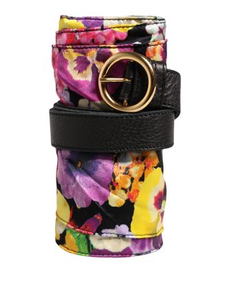 Cavalli Floral Wide Waist gold Metal Buckle Cintura Womens Belt