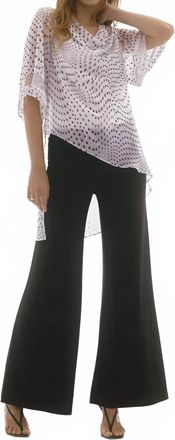 Joseph Ribkoff Dotted Print Cowl Neck Asymmetric Layered Top In Vanilla/multi