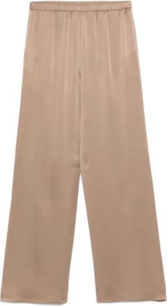 Antonelli Wijde Pijp Broek met Elastische Tailleband - Dames - Wijde Broeken - Bruin - S - Broeken