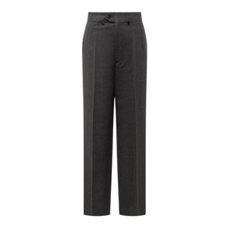 Victoria Beckham Cropped wollen tapered broek - Dames - Vrijetijds broeken - Grijs - 2XS - Wol - Broeken