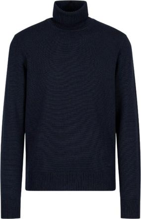 Emporio Armani Truien & Vesten, Heren, Blauw, S, Wol, Mock-neck Jumper