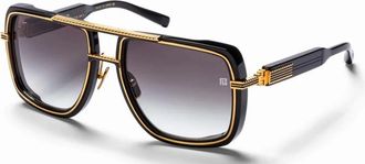 Balmain SOLDIER Grey Gradient Navigator Unisex Sunglasses BPS-160A BLK-GLD 59