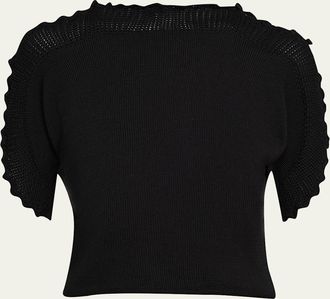 Lafayette 148 New York Cutout Dolman-Sleeve Knit Sweater