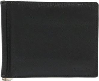 Prada Pre-owned Saffiano Leren Portemonnee met Geldclip - Dames - Vintage Accessoires - Zwart - ONE Size - Leer - Vintage
