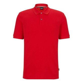 HUGO BOSS Herenpolo van katoen met geborduurd Pallas-logo (Rood)