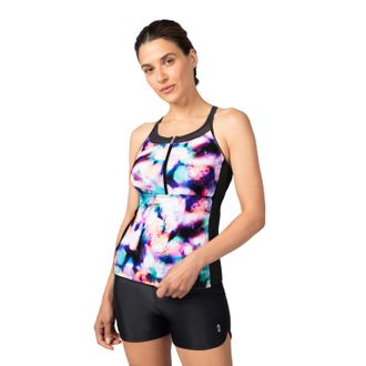 Free Country Womens Mesh Zip-Up Tankini Top
