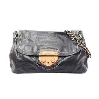 Prada Pre-owned Shoulder Bags, female, Black, Size: ONE SIZE Pre-owned Vitello Shine Leather Shoulder Bag