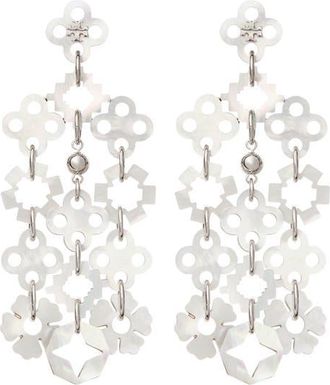 Tory Burch Forget Me Not Drop Earrings in Light Silver /Ivory at Nordstrom
