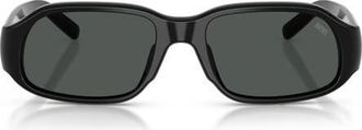 Diesel 55mm Rectangular Sunglasses in Solid Black /Solid Black at Nordstrom