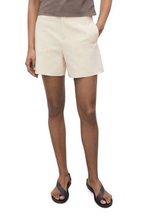 Mango High Waist Straight Shorts in Ecru at Nordstrom Rack, Size 4