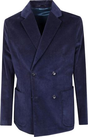 Paul Smith double-breasted corduroy jacket - men - Organic Cotton - 52 - Blue