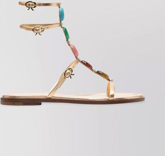 Gianvito Rossi gemstone detailed flat leather sandals