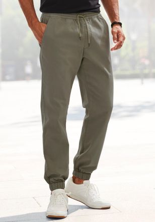 John Devin Jogger Pants JOHN DEVIN Jogg Pants, Herren, Gr. XXL (60/62), N-Gr, gr&uuml;n (khaki), Web, Obermaterial: 97% Baumwolle, 3% Elasthan, unifarben, bequem lang