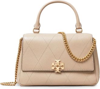 Tory Burch Tassen, Dames, Beige, ONE Size, Leer, Mini Charlie Quilted Top-Handle Crossbody