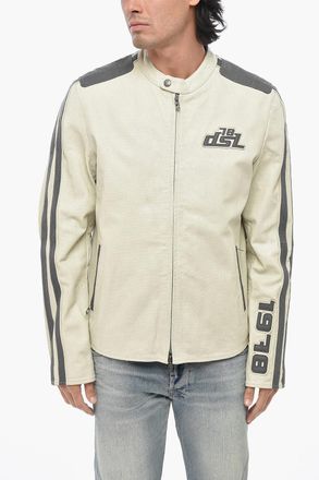 Diesel Perforated Leather Jacket L-POP with Monogram Diesel
