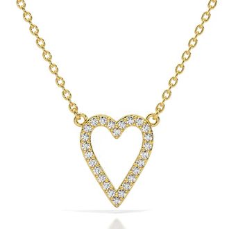 Pompeii3 1/5Ct Diamond Heart Pendant 14k Gold 18 Necklace Lab Grown 1/2