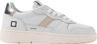 D.A.T.E. White and Silver Court 2.0 Basic Sneakers