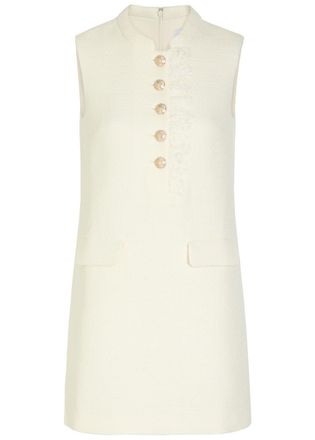 Self Portrait Tailored Boucl&eacute; Mini Dress - Cream - 12 (UK12 / M)