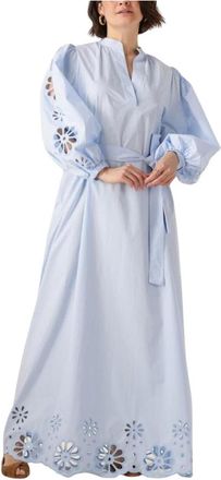 Ibana Kleedjes, Dames, Blauw, M, Denim, Chique Maxi Jurk in Lichtblauw