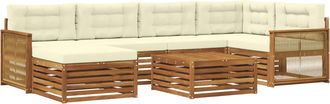 vidaXL Conjunto De Sof&aacute;s De Exterior 7 Uds. Natural Y Crema Vidaxl