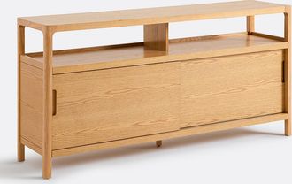 La Redoute Interieurs Laag dressoir in massief essen met eikenfineer, 2 deuren, 1 nis, TRESS