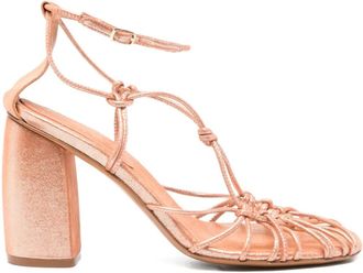 Forte_Forte knot-detail heeled sandals - women - Calf Leather/Calf Leather/Rubber - 36 - Pink