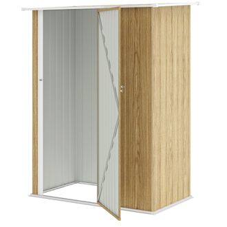 OUTSUNNY Capanno Attrezzi In Metallo Con Tetto Inclinato Color Legno
