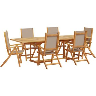 vidaXL Juego Comedor De Jard&iacute;n 7 Pzas Madera Maciza Acacia Y Textileno Vidaxl
