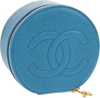 Chanel Pre-owned Mini Bags, female, Blue, Size: ONE SIZE Pre-owned Leather Pouch