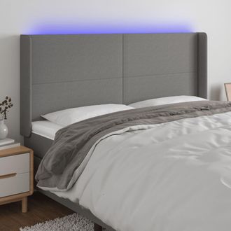 vidaXL Cabecero Con Led De Tela Gris Oscuro 163x16x118/128 Cm Vidaxl
