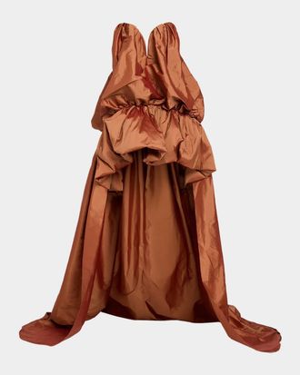 Aknvas Arlene Strapless High-Low Taffeta Gown