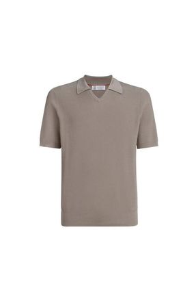 Brunello Cucinelli Cotton English rib knit polo in Light Brown at Nordstrom, Size 52 It