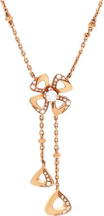 Bulgari Fiorever Drop Pendant Necklace 18K Rose Gold and Diamonds