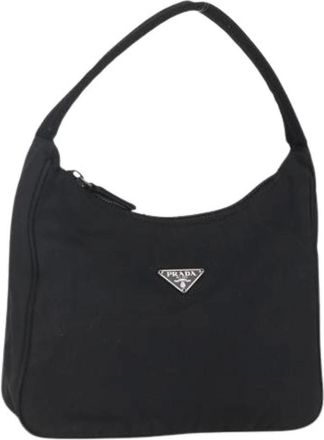 Prada Pre-owned Shoulder Bags, female, Black, Size: ONE SIZE Pre-owned Nylon Shoulder Bag