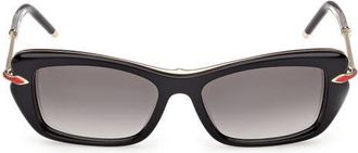 Christian Louboutin 53mm Butterfly Sunglasses in Black /Gold /Crystal Black at Nordstrom