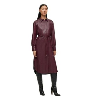 HUGO BOSS Dibanora midi-shirtjurk met kraag voor dames (Rood)