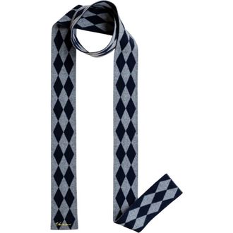 TBCo Merino Wool Harlequin Skinny Scarf in Charcoal Harlequin at Nordstrom, Size Small