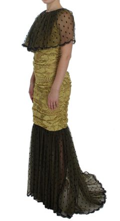 Dolce & Gabbana Womens Floral Lace Ricamo Gown Yellow Cotton Nylon Viscose