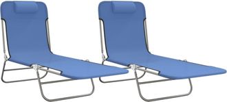 vidaXL Tumbonas Plegables 2 Uds Acero Y Textilene Azul Vidaxl